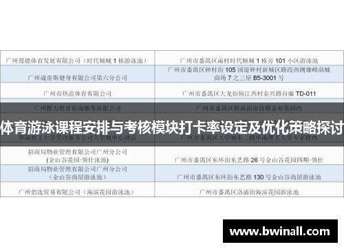 体育游泳课程安排与考核模块打卡率设定及优化策略探讨